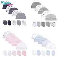 【Ready stock】Newborn cotton anti-scratch gloves / baby breathable hat / glove and hat combination set