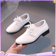 Boys Dress Leather Shoes 2021 Spring Britain for Party Wedding Shows Lace-up Kids Fashion Solid Blac