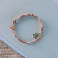 Handmade bracelet with mixed color and 4-leaf clover charm