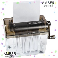 AMBER1 Paper Shredder, Mini ABS Hand Shredder, Portable Transparent Hand Crank Documents Paper Cutting Tool A6 Paper