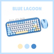 Keyboard Mouse Bluetooth Rexus Aesthetic Laptop Komputer Handphone Combo Wireless Tanpa Kabel KM11