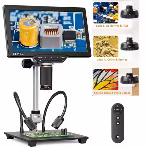 Elikliv TL301 Max 4K 2000x digital Microscope with 3-Lens 10'' Soldering Microscopio for Electronics