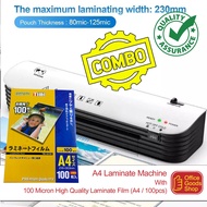 Mesin Laminate  A4 With  Laminate Film 100 Micron (Mic) High Quality [100Pcs] -Combo Set [Ready Stoc