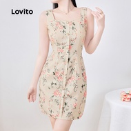 Lovito Boho Dress Button Front Spring/summer Dress for Women L142ED273