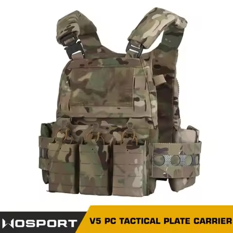 Tactical Vest V5 FCPC Militar Hunting Airsoft Vest Quick Detachable Comes with Triple Bag Built-in S