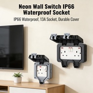 Neon 13A Switch Socket Cover Waterproof IP66 Double Weatherproof