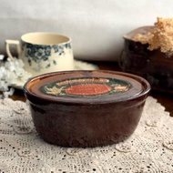 50090-質樸法國古董Georges Bruck鵝肝醬陶質容器含蓋與原標籤