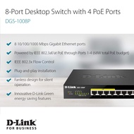 DLINK 8 PORT DESKTOP GIGABIT POE+ SWITCH DGS-1008P