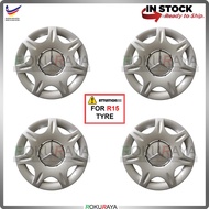 [MERCEDES BENZ] 4in1 Universal R15'' Inch Car Wheel Cover Tyre Center Hub Cap Steel Rim Accessories 