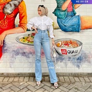 Jins.ink - Hz 211 Latest Vintage Slimfitting Highwaist Wisker Women's Cutbray Jeans Pants