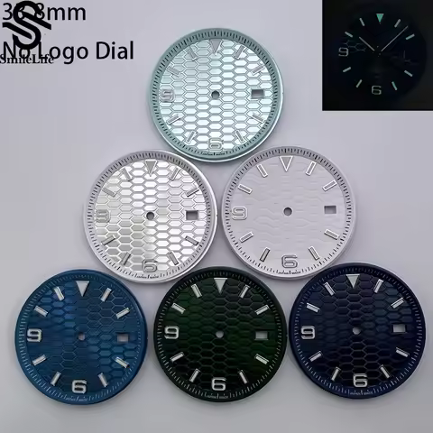 SmileLife 33.8mm Land-Dweller Sterile Watch Dial Green Luminous With Ring Fit NH35 Automatic Movemen