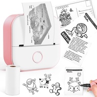 Mini Printer Sticker Maker T02 Thermal Printer, Bluetooth Wireless Portable Phone Printer, Small Instant Pocket Printer, for Anatomy Picture, Children DIY, Pink