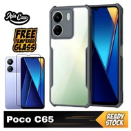 Xiaomi Poco C65 2-IN-1 Case Package with Free Transparent Fusion Clear Tempered Glass