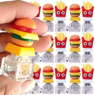 Cartoon Simulation Hamburger Fries Keyboard Key Chains - Press Fidget Clicker Keycap Keychains - Por