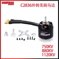 C2836 750KV 880KV 1120KV Outrunner Brushless Motor untuk RC FPV Drone Sayap Tetap
