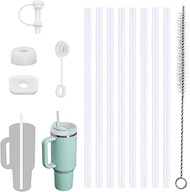 Set of 12 Replacement Straws, PE Straws, Reusable Clear, 8 Plastic Straws, 31 cm Long Straw, with 1 