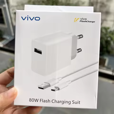 Vivo X200 X100 Pro 80W FlashCharge Charger EU Fast Charging Power Adapter USB C Cable For Vivo S19 S