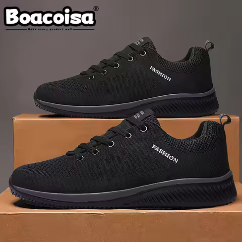 Outdoor Sneakers Men Walking Knit Tennis Casual Breathable Sport Running Athletic Gym Lightweight Fo