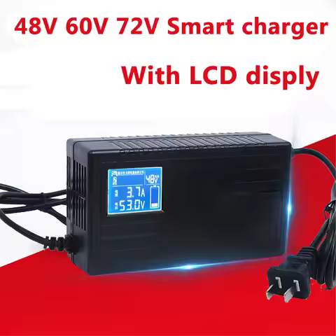 48V 60V 72V lipo li ion lifepo4 GEL AGM liquid lead acid battery smart charger 2A 3A 4A with LCD dis