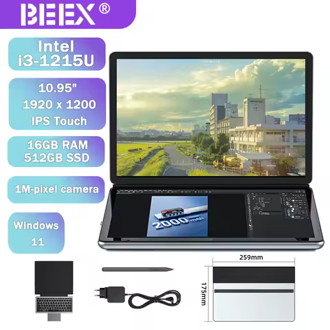 BEEX Portable Windows 11 Netbook, Intel i3-1215U, 10.95" Touch Display, 16GB RAM, 1TB SSD – Perfect 