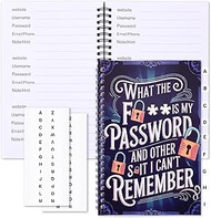 Funny Password Book with Alphabetical Tabs, 5.7" x 8.3" Spiral Password Keeper, Password Notebook fo