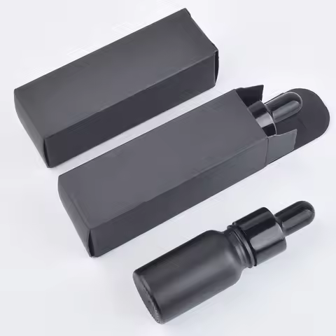 10pcs 10ml Frosted Black Glass Dropper Bottle Essential Oils Matte Glass Dripper Portable Refillable