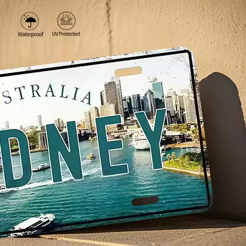 Sydney Australia License Plate - Vintage - Sydney Harbour Bridge & Opera House Design, Teal Accent -