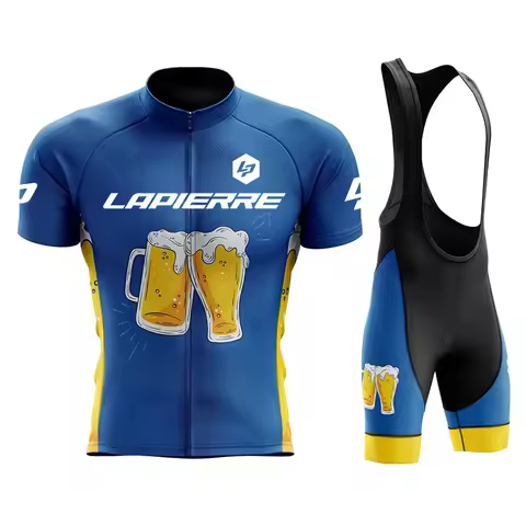Lapierre Men's 2026 Summer Cycling Jersey Set Bib Strap Bib Shorts - Lightweight Breathable Cycling 