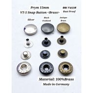 <Brass> Prym 15mm VT-5 Snap Fastener Snap Button Rust Proof Brass Material Snap Button