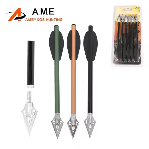 6pcs Aluminium Crossbow Arrow for 50-80lbs Bow Archery Replaceable Broadhead Arrow Tips Crossbow Bol