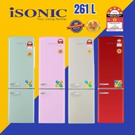 ISONIC DOUBLE DOOR VINTAGE REFRIGERATOR IDR-BCD261LH  Creamy White/Pink/Light Green /Red | Peti Ais 