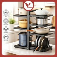 Vhome 5/7 Tiers Adjustable Pot and Pan Rack Organizer Rak Bawah Sinki Stainless Steel Kitchen Pans &