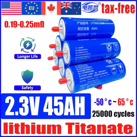 Yinlong 2.3V 45AH 40AH 35AH Lithium Titanate Battery LTO66160 10C 12V 24V 48V RV Audio Start Recharg