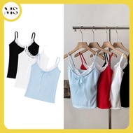 *Miyeon* BR771 Korean Trendy Lace Ribbon Tank Top Bra Camisole Ribbed Inner POLOS