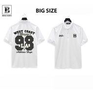 [Big Men] White men's bigsize polo shirt with L A 98 printed on both sides, fashion 85- 135 kg