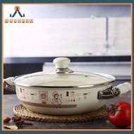 【Free Shipping】Enamel Household Pot Special Pot Cooking Noodles Pot Large Shallow Pot Soup Pot Electromagnetic Gas Stove General