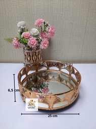 Nampan Kaca Kristal Gold Mirror Tray