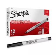 Sharpie ปากกาเคมี ปากกา Permanent ชาร์ปี้  Ultra Fine 0.3mm (12 ด้าม) - สีดำ แดง น้ำเงิน