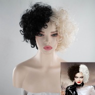 Black White Witch Cruella COS Wig Spotted Dog Cruella European American Ladies Full Headgear Factory