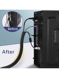 3入組數據線整理器辦公收納遮瑕管理袖電綫整理器適用於電視電腦冰箱燈芯絨套保護裝置盒