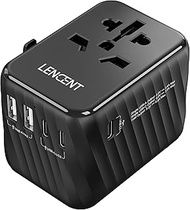 LENCENT Universal Travel Power Adapter, International AC Plug Adaptor with 5.6A 3 USB C 2 USB A Port