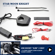 Dual USB Charger Plug Socket Adapter 22-25mm Handlebars For BMW S1000XR S1000R M1000RR M1000R S1000R