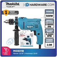 MAKITA MT M0801B HAMMER DRILL 500W 0-3,200 RPM & 0-48,000 BPM SUITABLE FOR WOOD, STEEL & CONCRETE