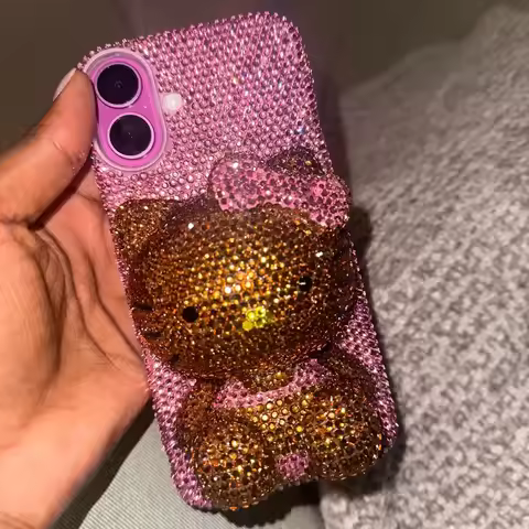 Hello Kitty Rhinestone Bling Crystal Phone Case Chain For iPhone17 16 15 14 13 12 11Pro Max X Xs XR 