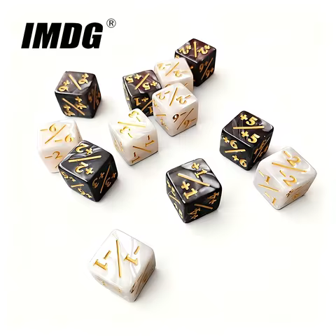 6Pcs/Pack 16mm Counting Dice Counters +1/-1 Black White Pearl Color D6 Square Corner Positive Negati
