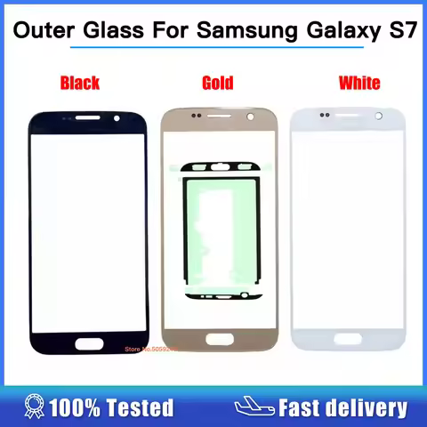 New Outer Glass For samsung galaxy S7 G930 G930F Touch Screen Front Glass Outer Lens with Adhesive F