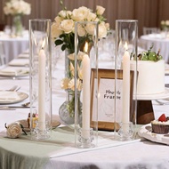 Wedding Decoration Cylindrical Transparent Candlestick Glass Cover Wedding Tabletop Candlelight Deco