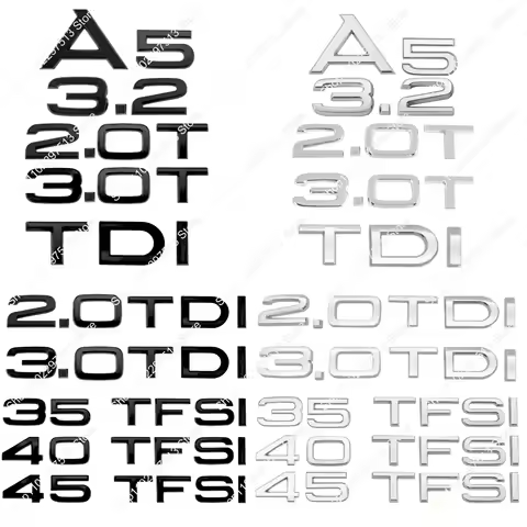3D Chrome Black 45 40 35 TFSI 3.0 2.0 TDI 3.0 2.0 T 3.2 ABS Emblem For A5 Series Car Trunk Nameplate