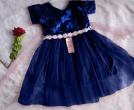 DRESS BROKAT TANGAN RENDA ANAK 1 - 8 TAHUN // DRES TUTU NAVY // TERLARIS DAN TERMURAH