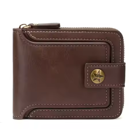Pomelo Best Small Wallet for Men PU Leather Zipper Bifold Card Holder with Coin Pocket RFID Blocking